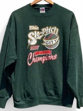 Vintage Green 'Slo-Pitch City 1997 Champions' Graphic Sweatshirt